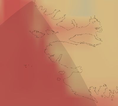 Map of the average cloud coverage across Greenland for the solar eclipse of 02/21/2213
