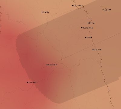 Map of the average cloud coverage across Vietnam for the solar eclipse of 06/28/2215