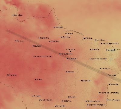 Map of the average cloud coverage across Brazil for the solar eclipse of 12/21/2215
