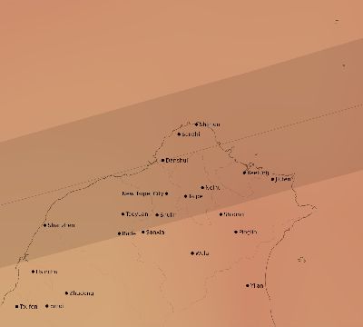 Map of the average cloud coverage across Taiwan for the solar eclipse of 04/25/2218