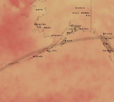 Map of the average cloud coverage across United States for the solar eclipse of 04/25/2218