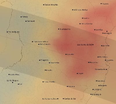 Map of the average cloud coverage across Brazil for the solar eclipse of 10/20/2218