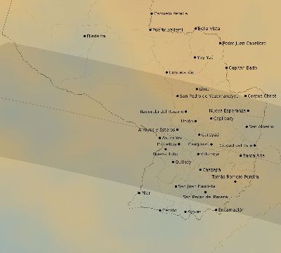 Map of the average cloud coverage across Paraguay for the solar eclipse of 10/20/2218