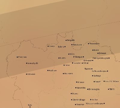 Map of the average cloud coverage across Côte d'Ivoire (Ivory Coast) for the solar eclipse of 04/15/2219