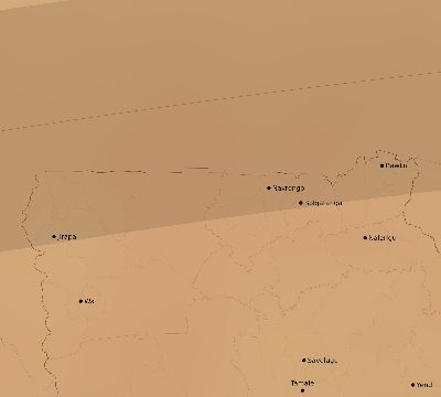 Map of the average cloud coverage across Ghana for the solar eclipse of 04/15/2219