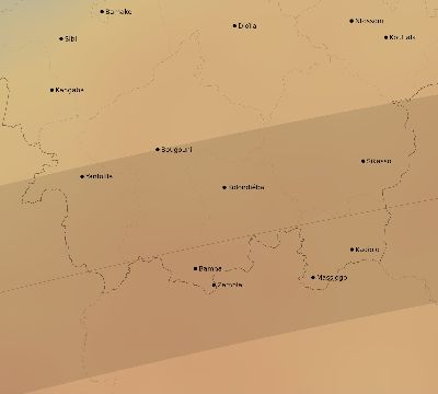 Map of the average cloud coverage across Mali for the solar eclipse of 04/15/2219