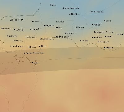 Map of the average cloud coverage across Niger for the solar eclipse of 04/15/2219