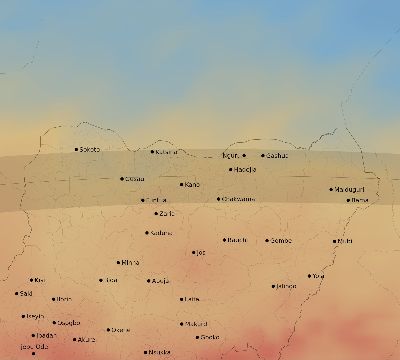 Map of the average cloud coverage across Nigeria for the solar eclipse of 04/15/2219