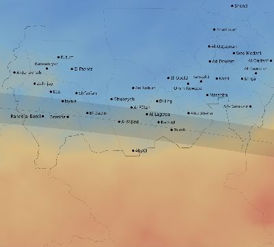 Map of the average cloud coverage across Sudan for the solar eclipse of 04/15/2219