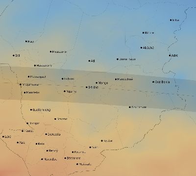 Map of the average cloud coverage across Chad for the solar eclipse of 04/15/2219