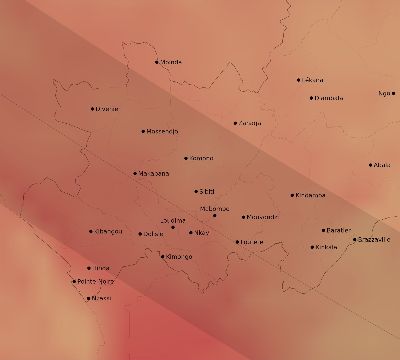 Map of the average cloud coverage across Republic of the Congo for the solar eclipse of 10/09/2219