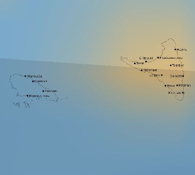 Map of the average cloud coverage across Comoros for the solar eclipse of 10/09/2219