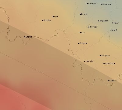 Map of the average cloud coverage across Mali for the solar eclipse of 10/09/2219