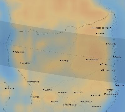 Map of the average cloud coverage across Mozambique for the solar eclipse of 10/09/2219