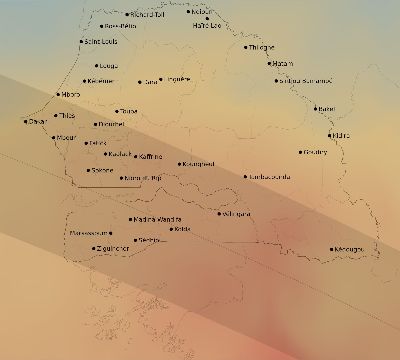 Map of the average cloud coverage across Senegal for the solar eclipse of 10/09/2219