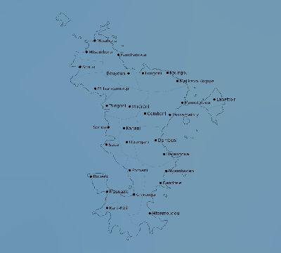 Map of the average cloud coverage across Mayotte for the solar eclipse of 10/09/2219