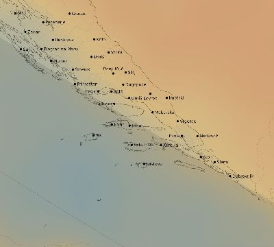 Map of the average cloud coverage across Croatia for the solar eclipse of 09/27/2220