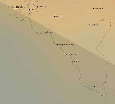 Map of the average cloud coverage across Montenegro for the solar eclipse of 09/27/2220