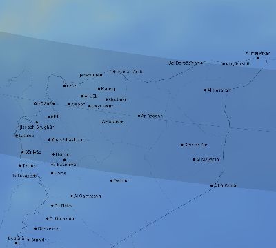 Map of the average cloud coverage across Syria for the solar eclipse of 09/27/2220