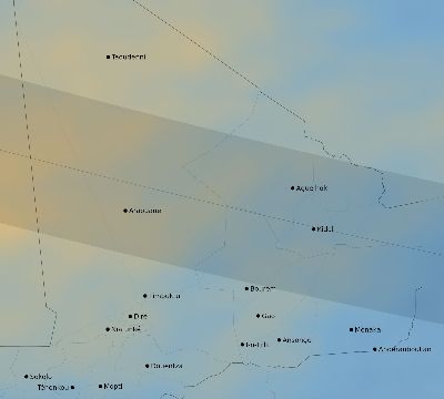Map of the average cloud coverage across Mali for the solar eclipse of 02/12/2222