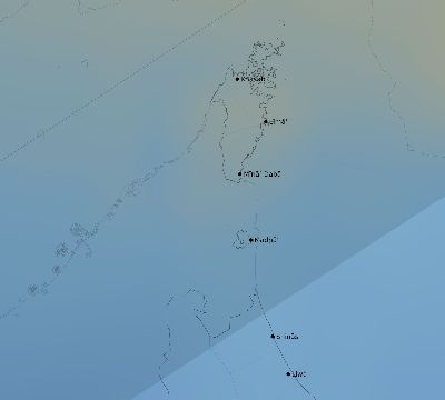 Map of the average cloud coverage across Oman for the solar eclipse of 02/12/2222