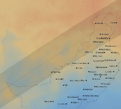 Map of the average cloud coverage across Pakistan for the solar eclipse of 02/12/2222