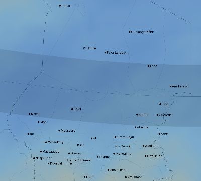 Map of the average cloud coverage across Chad for the solar eclipse of 02/12/2222