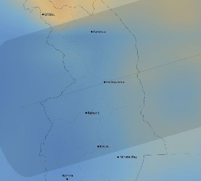 Map of the average cloud coverage across Malawi for the solar eclipse of 08/08/2222