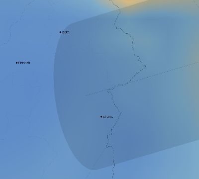 Map of the average cloud coverage across Zambia for the solar eclipse of 08/08/2222