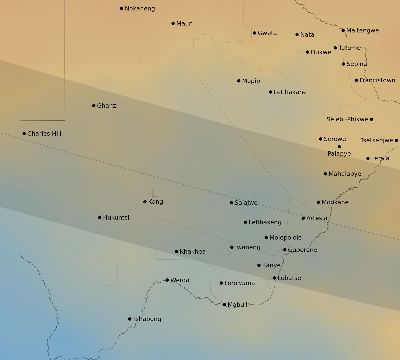 Map of the average cloud coverage across Botswana for the solar eclipse of 02/01/2223