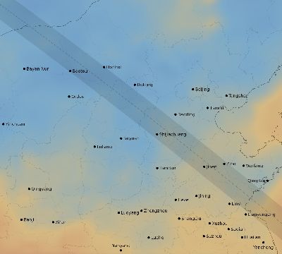 Map of the average cloud coverage across China for the solar eclipse of 12/01/2225