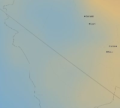Map of the average cloud coverage across Bolivia for the solar eclipse of 11/20/2226