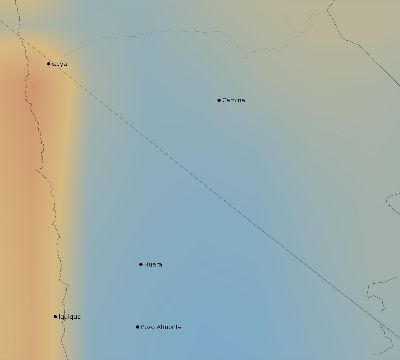 Map of the average cloud coverage across Chile for the solar eclipse of 11/20/2226