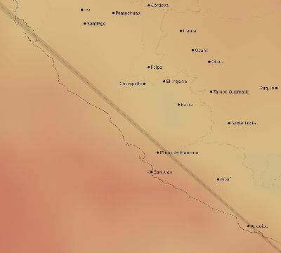 Map of the average cloud coverage across Peru for the solar eclipse of 11/20/2226