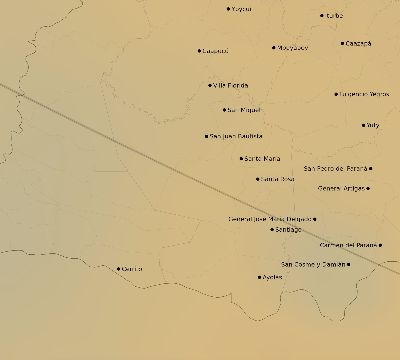 Map of the average cloud coverage across Paraguay for the solar eclipse of 11/20/2226