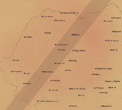 Map of the average cloud coverage across Romania for the solar eclipse of 05/16/2227