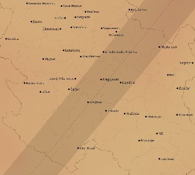 Map of the average cloud coverage across Serbia for the solar eclipse of 05/16/2227