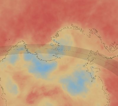 Map of the average cloud coverage across Antarctica for the solar eclipse of 11/09/2227