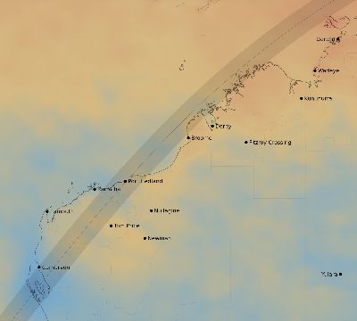 Map of the average cloud coverage across Australia for the solar eclipse of 03/26/2229