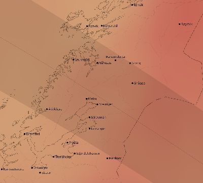 Map of the average cloud coverage across Norway for the solar eclipse of 09/18/2229