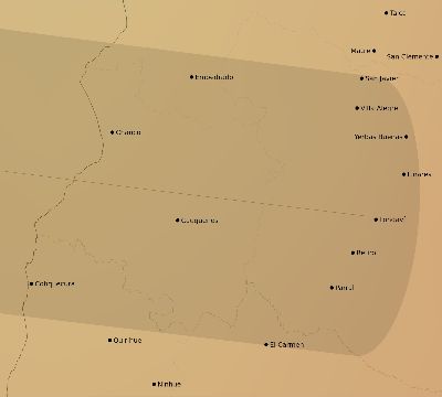 Map of the average cloud coverage across Chile for the solar eclipse of 09/07/2230