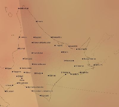 Map of the average cloud coverage across Japan for the solar eclipse of 03/04/2231