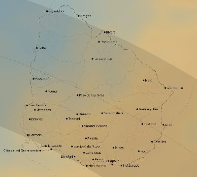 Map of the average cloud coverage across Uruguay for the solar eclipse of 08/28/2231