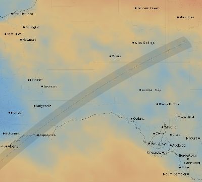 Map of the average cloud coverage across Australia for the solar eclipse of 01/11/2233