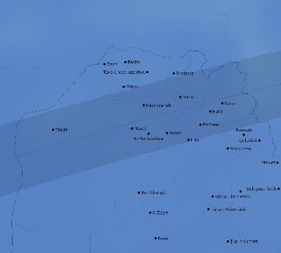 Map of the average cloud coverage across Iraq for the solar eclipse of 07/08/2233
