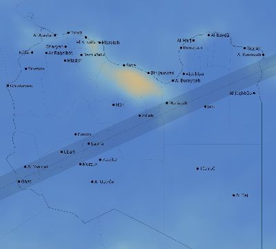 Map of the average cloud coverage across Libya for the solar eclipse of 07/08/2233
