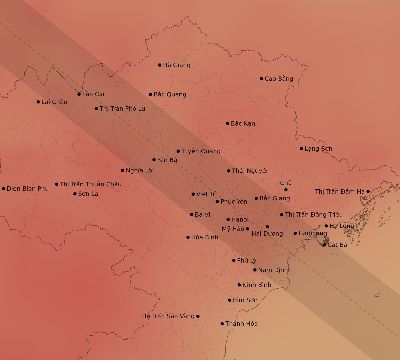 Map of the average cloud coverage across Vietnam for the solar eclipse of 07/08/2233