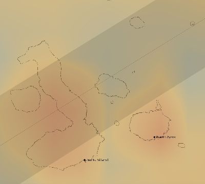 Map of the average cloud coverage across Ecuador for the solar eclipse of 12/31/2233