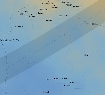 Map of the average cloud coverage across Libya for the solar eclipse of 12/21/2234