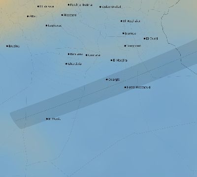 Map of the average cloud coverage across Algeria for the solar eclipse of 05/06/2236